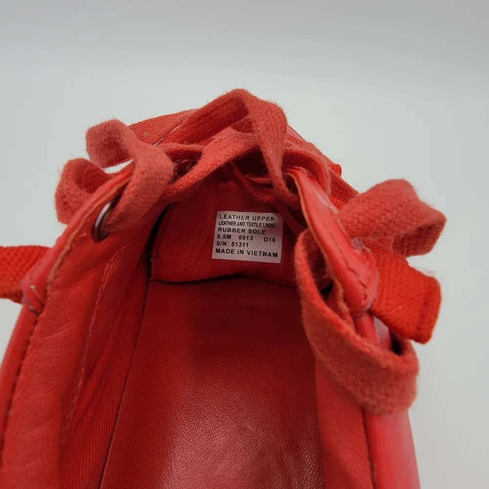 Tory Burch Red Leather Ruffle-Trim Sneakers